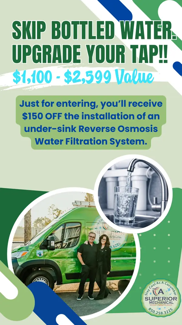 Reverse osmosis giveaway flyer describing the entry discount