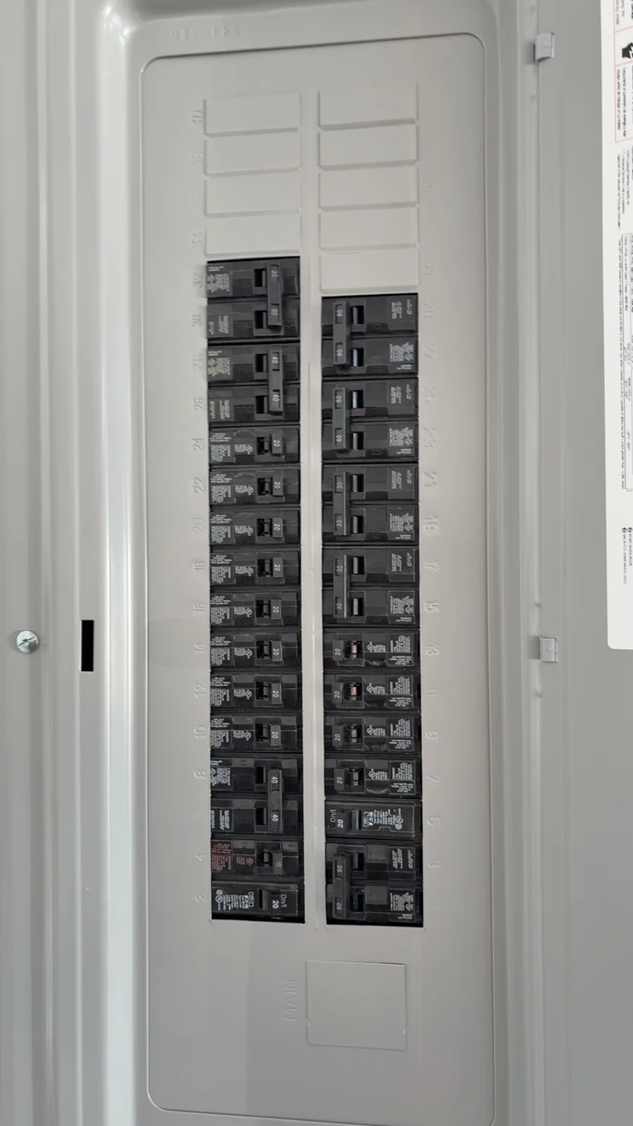 Actual replacement electrical panel installed on a Panama City Beach project, Bay County.