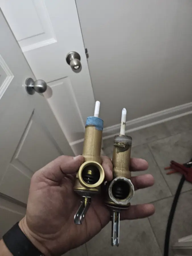 Old and new water heater relief valves compared in Santa Rosa Beach FL