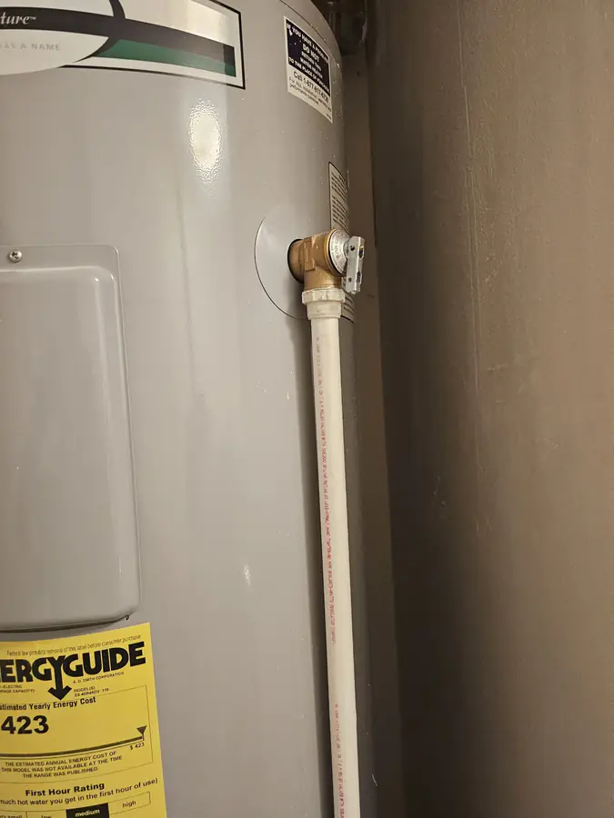 Old water heater temperature and pressure relief valve in Santa Rosa Beach FL