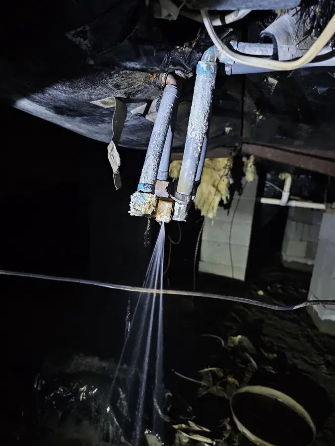 Plumbing supply line leak in Santa Rosa Beach FL before repair